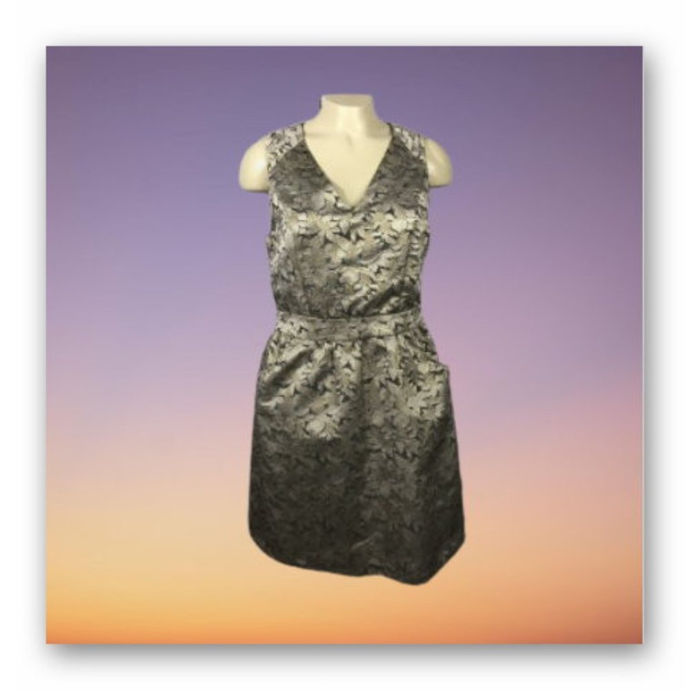 Skies are Blue gold silver floral dress A-Line S
